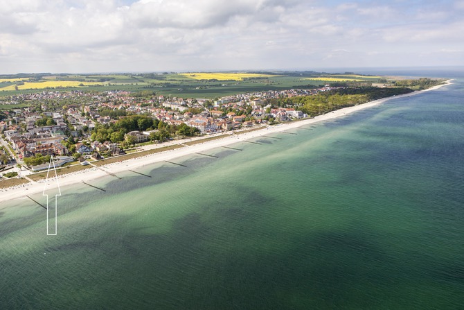 Ferienwohnung in Kühlungsborn - Appartementanlage Ostseeblick Fewo Rügen 12 - Luftaufnahme mit Appartementanlage Ostseeblick