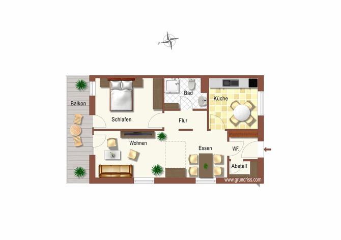 Ferienwohnung in Kühlungsborn - Appartementanlage Ostseeblick Fewo Rügen 12 - Grundriss der Fewo Rügen 12