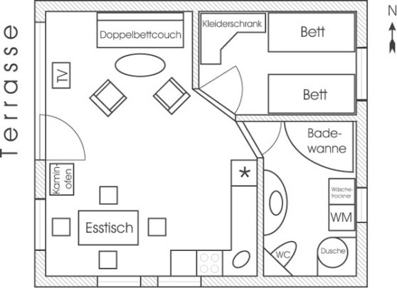 Ferienhaus in Diedrichshagen - Stolteraa - Waldweg 54 - Grundriss der Wohnung