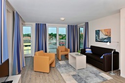 Apartment 39 "Hafentraum", Blickrichtung Binnenhafen West/Innenstadt