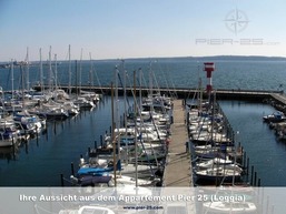 Apartment 25, Pier 25, Apartmenthaus Hafenspitze Blickrichtung offene See/Strand